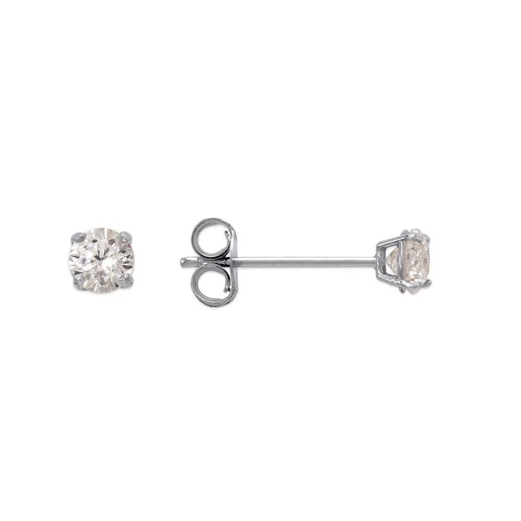 NEW 14K WHITE GOLD WHITE GOLD PUSHBACK STUD EARRINGS (1 of 1)