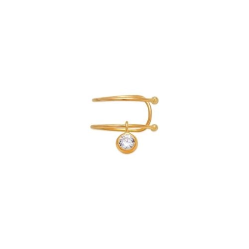 NEW 14K YELLOW GOLD DOUBLE WIRE WHITE CUFF EARRING (1 of 1)