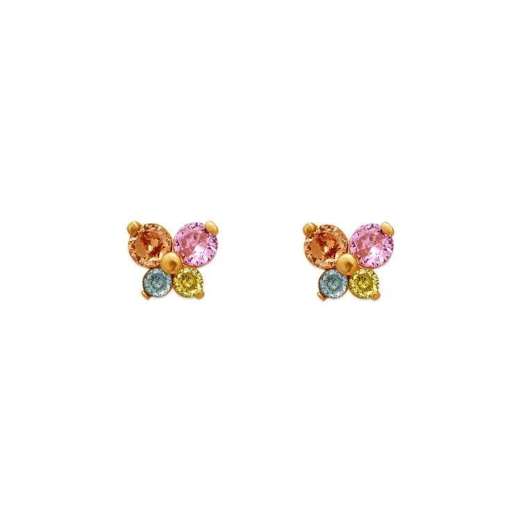 NEW 14K YELLOW GOLD BUTTERFLY WHITE STUD EARRINGS: NEW 14K YELLOW GOLD BUTTERFLY WHITE STUD EARRINGS BUTTERFLY WHITE STUD EARRINGS NEW 14K YELLOW GOLD Width: Approx. 6.5x5mm Apx WEIGHT: 2g