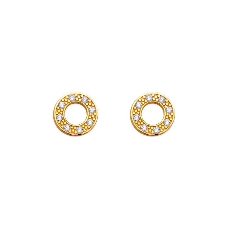 NEW 14K YELLOW GOLD DONUT PAVE STUD EARRINGS: NEW 14K YELLOW GOLD DONUT PAVE STUD EARRINGS DONUT PAVE STUD EARRINGS NEW 14K YELLOW GOLD Width: Approx. 8mm Apx WEIGHT: 2g
