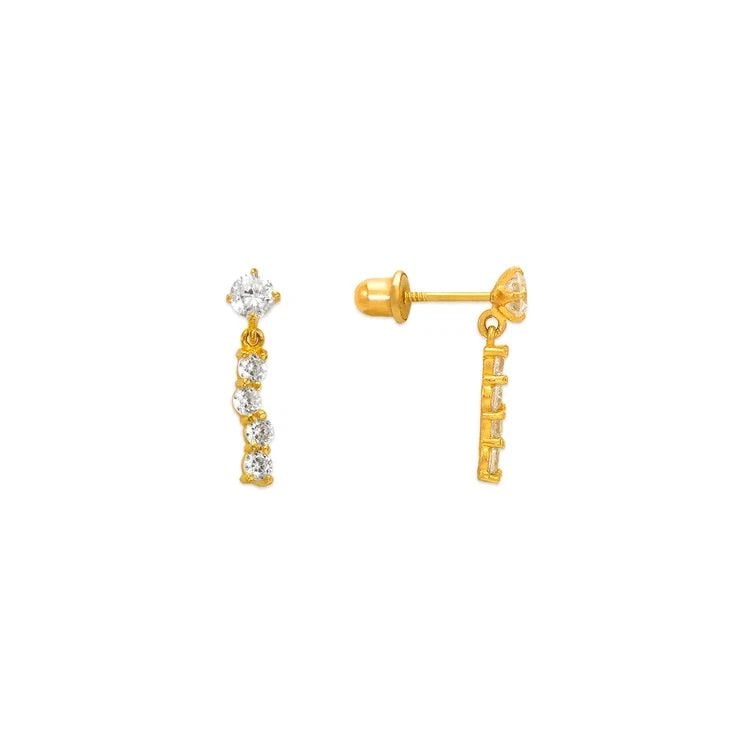 NEW 14K YELLOW GOLD DANGLING STUD EARRINGS (1 of 1)
