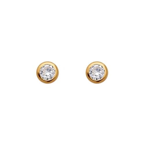 NEW 14K YELLOW GOLD 5MM ROUND BEZEL STUD EARRINGS (1 of 1)