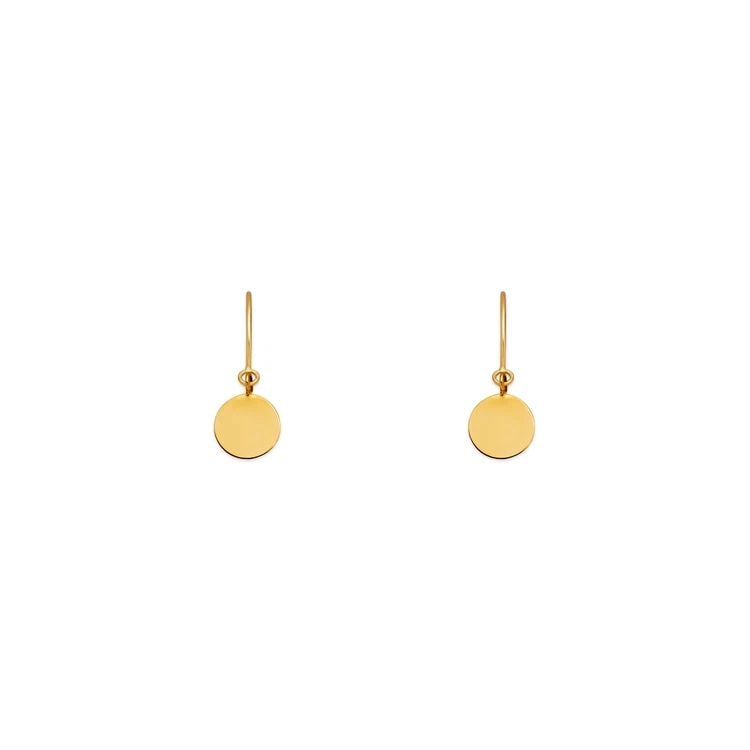NEW 14K YELLOW GOLD DANGLING H/P DISC STUD EARRINGS (1 of 2)