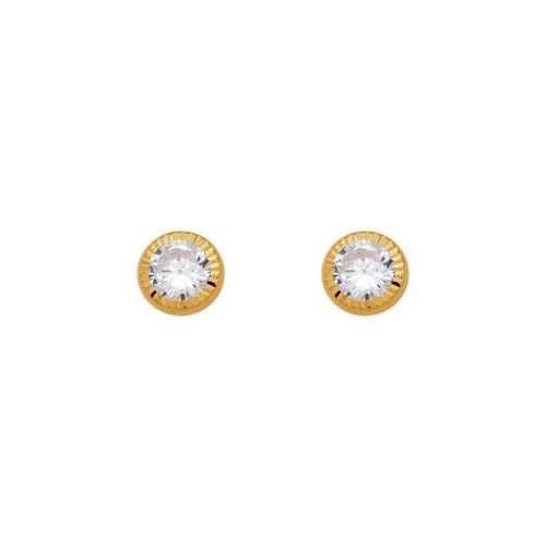 NEW 14K YELLOW GOLD 5MM ROUND D/C BEZEL STUD EARRINGS (1 of 2)