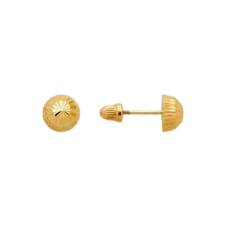 NEW 14K YELLOW GOLD 6MM DIAMOND CUT STUD EARRINGS: NEW 14K YELLOW GOLD 6MM DIAMOND CUT STUD EARRINGS 6MM DIAMOND CUT STUD EARRINGS NEW 14K YELLOW GOLD Width: Approx. 6mm Apx WEIGHT: 2g