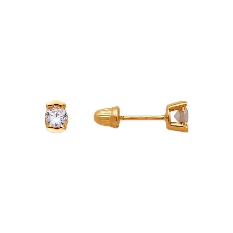 NEW 14K YELLOW GOLD OPEN BEZEL STUD EARRINGS (1 of 1)
