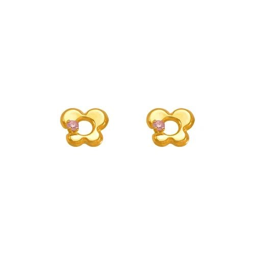 NEW 14K YELLOW GOLD PINK BUTTERFLY STUD EARRINGS: NEW 14K YELLOW GOLD PINK BUTTERFLY STUD EARRINGS PINK BUTTERFLY STUD EARRINGS NEW 14K YELLOW GOLD Width: Approx. 6x5mm AVERAGE Apx WEIGHT: 2g