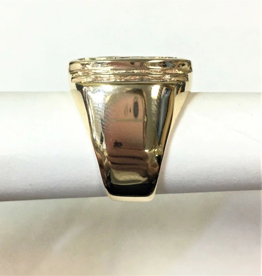 14K YELLOW GOLD MEN'S RING WITH 1.75CTS NATURAL DIAMONDS (SIZE: 8.5) 17.3 GRAMS (1 of 2)