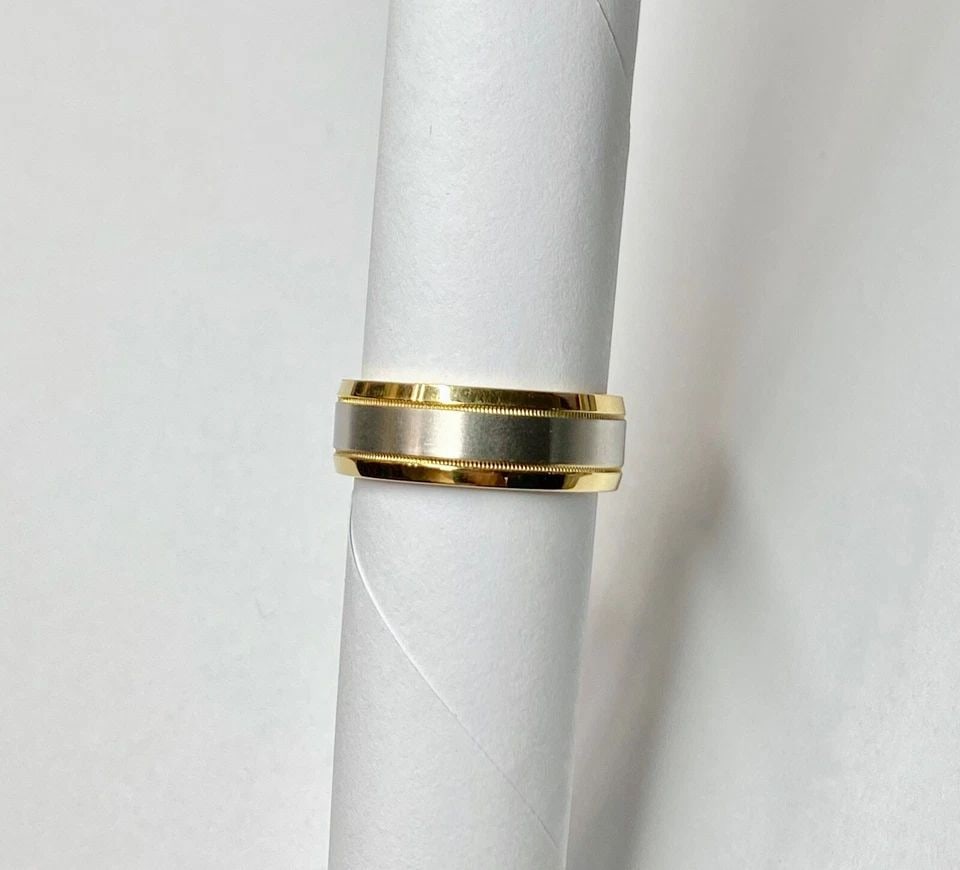 ARTCARVED 18K GOLD/PLATINUM BAND, HIGH POLISH & SATIN FINISH ( SIZE: 10 ) 11.2G: MEN'S ARTCARVED 18K YELLOW GOLD AND PLATINUM BAND W HIGH POLISH AND SATIN FINISH Men's ArtCarved 18k Yellow Gold and Platinum Band with High Polish and Satin Finish You are bidding on a pre-owned Men'