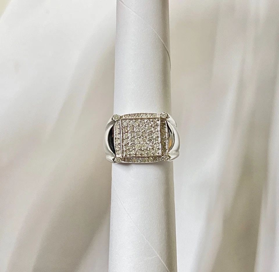 14K WHITE GOLD MEN'S RING, 1.05CT DIAMONDS ( SIZE: 9.75 ) 12.5G (1 of 2)