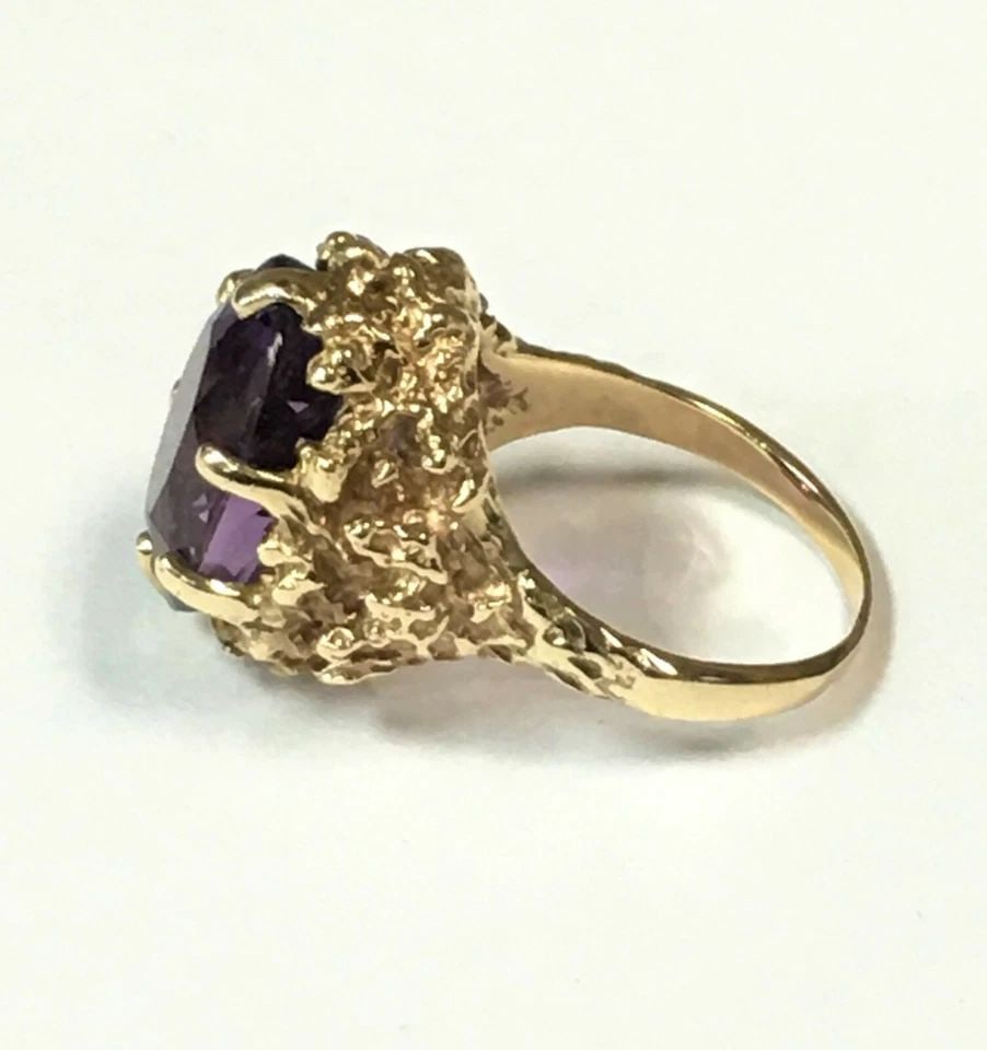 14K YELLOW GOLD RING WITH 10CT AMETHYST ( SIZE: 8 ) 11.7G (1 of 2)