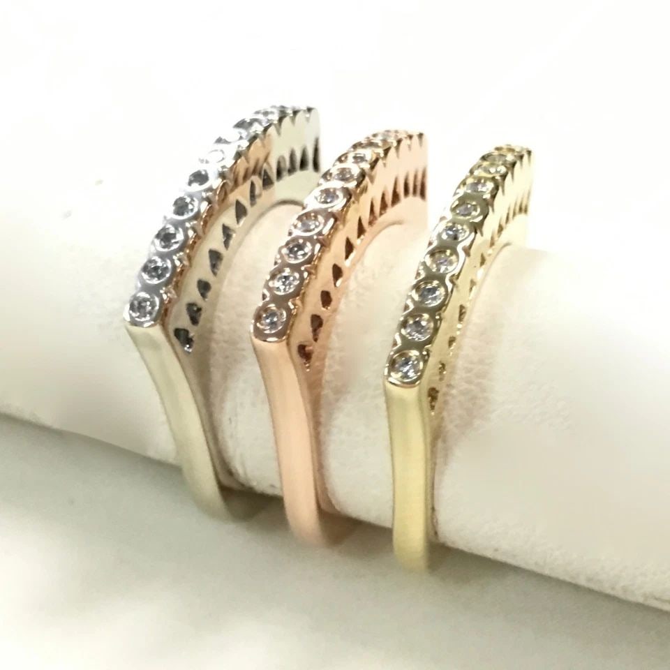 3 STACKABLE RINGS, 14K WHITE/YELLOW/ROSE GOLD WITH 0.45CTW DIAMONDS SIZE: 7.5 (1 of 2)