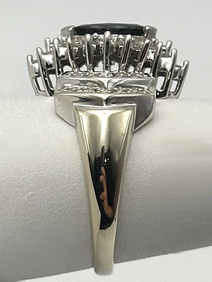 14K WHITE GOLD COCKTAIL RING, SAPPHIRE, 1.02CTS DIAMONDS ( SIZE: 8.5 ) 6.7G (1 of 2)