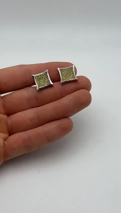 14K WHITE GOLD EARRINGS WITH 2CTW YELLOW PRINCESS CUT INVISIBLE SET DIAMONDS (1 of 2)