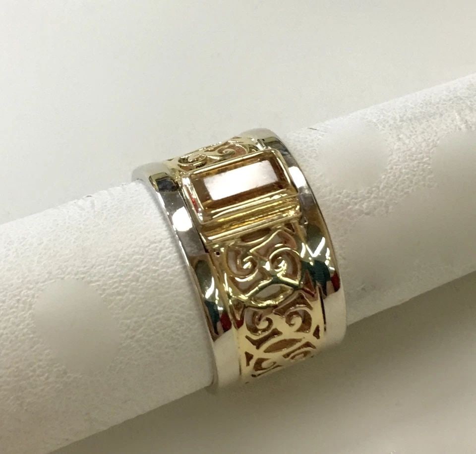 14K GOLD TWO TONE WHITE/YELLOW RING WITH GOLDEN TOPAZ (SIZE: 8.5) 8.5 GRAMS (1 of 2)