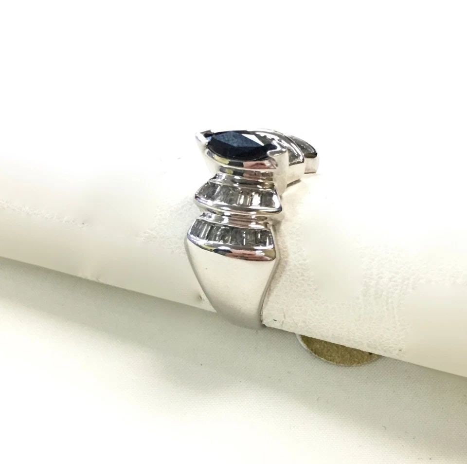 14K WHITE GOLD RING WITH 0.70CT NATURAL SAPPHIRE AND 1.0CTW DIAMONDS SIZE: 6.75: 14K WHITE GOLD RING WITH DARK BLUE SAPPHIRE AND DIAMONDS SIZE: 6.75 14k White Gold Ring with Dark Blue Sapphire and Diamonds You are bidding on a 14k White Gold Ring with Dark Blue Sapphire and Diamon