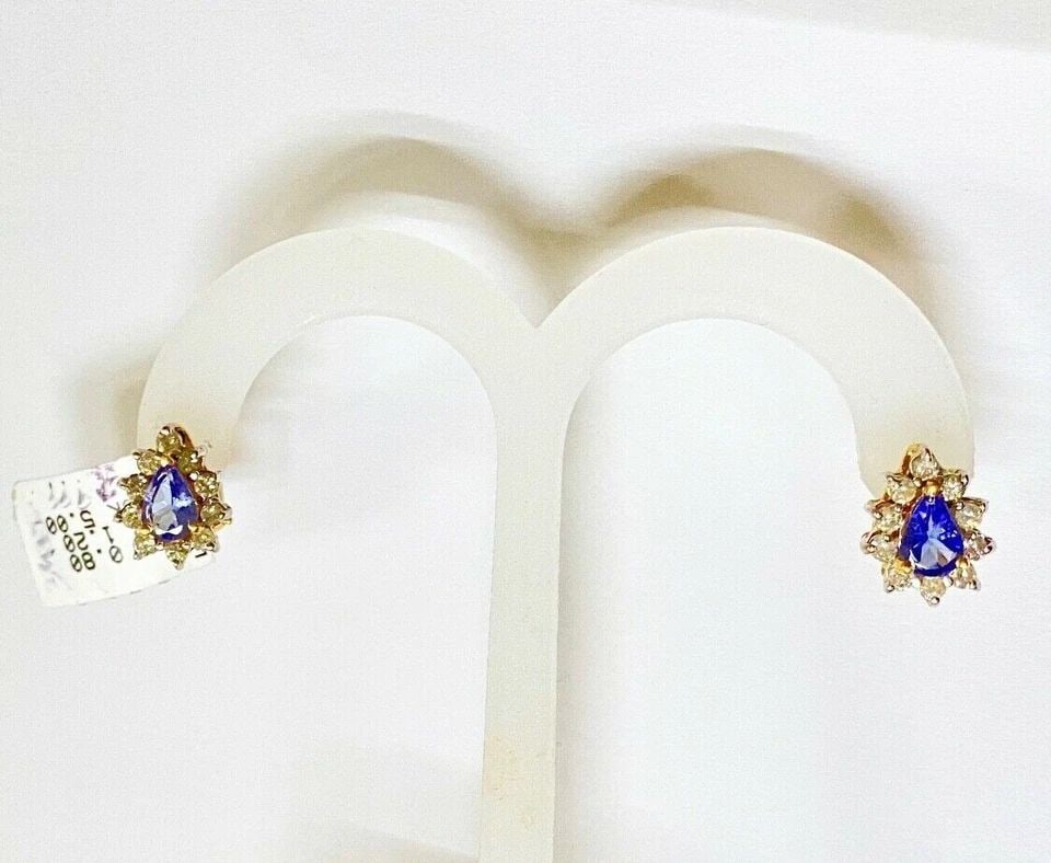 18K YELLOW GOLD EARRINGS, 1.20CTS TANZANITE, 0.80CTS OF DIAMONDS 5.2G: WOMEN'S 18K YELLOW GOLD EARRINGS WITH 1.20CTS TANZANITE AND 0.80CTS DIAMONDS Women's 18k Yellow Gold Earrings with 1.20CTs Tanzanite and 0.80CTs Diamonds You are bidding on a new with tags Women's 18k