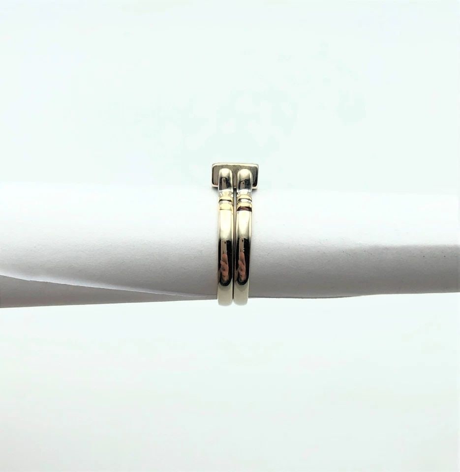 14K WHITE GOLD NATURAL RUBY/DIAMOND REVERSIBLE RING WITH GOLD TRIM (1 of 2)