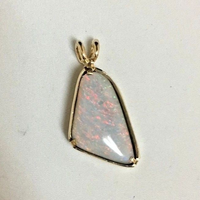 14K YELLOW GOLD PENDANT SET WITH 25X15MM NATURAL OPAL ( 8.1 GRAMS ) (1 of 2)