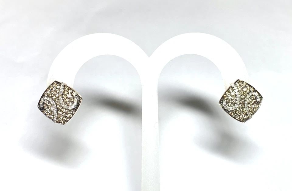 WOMEN'S 14K ROSE GOLD SQUARE EARRINGS WITH 1.25CTW WHITE AND CHAMPAGNE DIAMONDS (1 of 2)