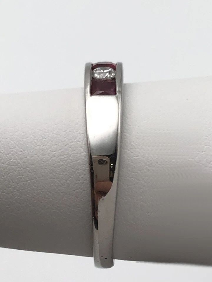 14K WHITE GOLD BAND WITH 1CTW NATURAL RUBIES AND 0.30CTS DIAMONDS SIZE: 10.25 (1 of 2)