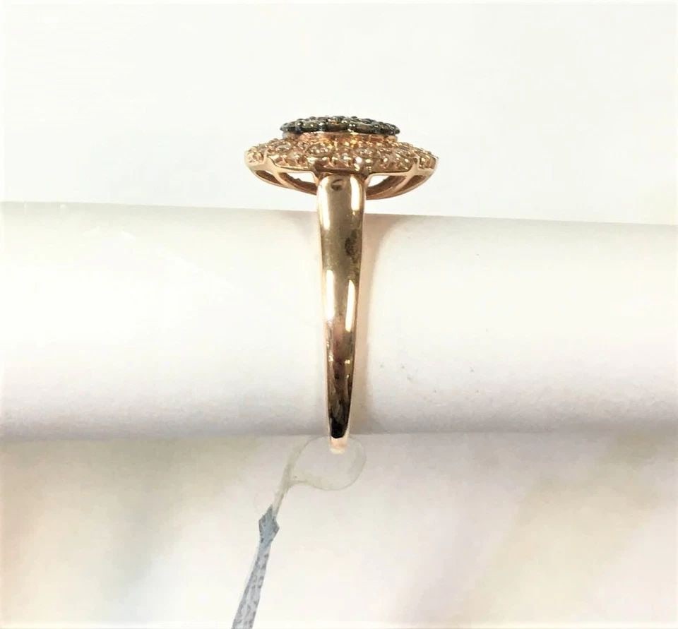 14K ROSE GOLD RING WITH 0.75CTS CHAMPAGNE/WHITE DIAMONDS 5.8 GRAMS ( SIZE 7 ) (1 of 2)