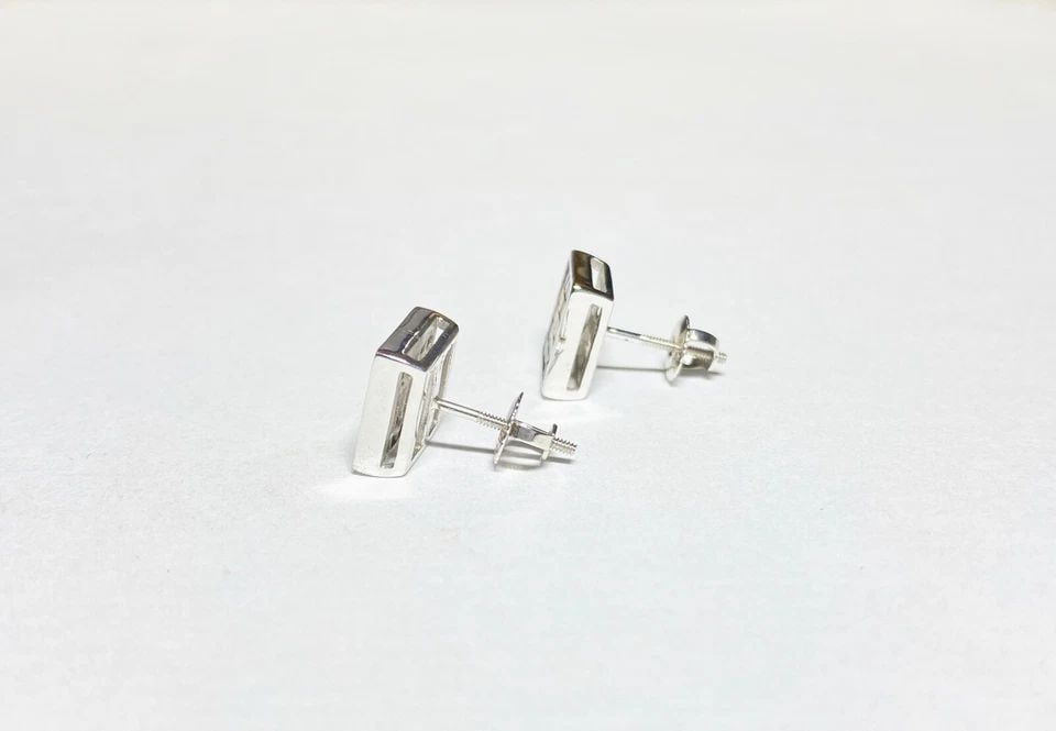 14K WHITE GOLD SQUARE SHAPED EARRINGS WITH 1.40CTS BLACK/ORANGE DIAMONDS (1 of 2)