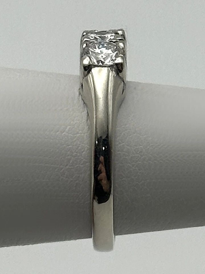 14K WHITE GOLD RING/BAND WITH 5 NATURAL DIAMONDS 0.75CTW (SIZE 4) 3.5 GRAMS (1 of 2)