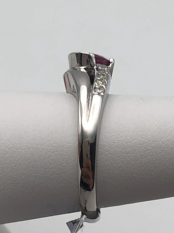 NEW 18K WHITE GOLD RING, 0.65CT RUBY, 0.13CTW DIAMONDS (SIZE 6.5) 4 GRAM (1 of 2)