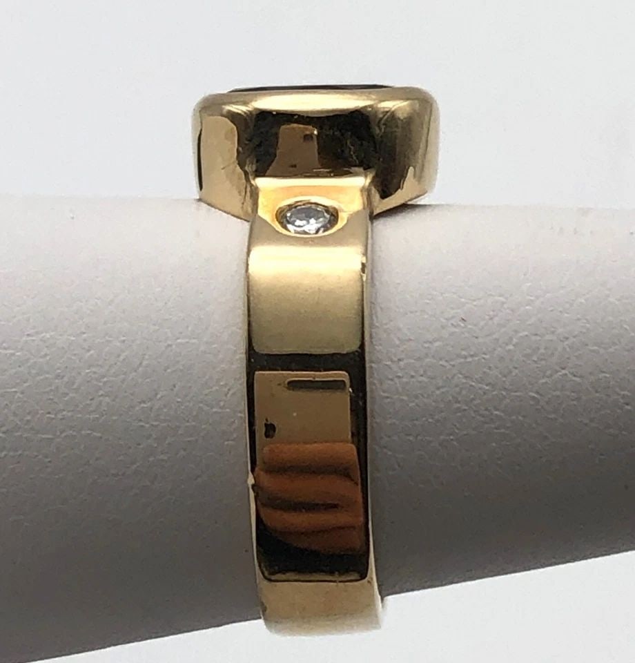 14K GOLD RING WITH GARNET AND 0.15CTW DIAMONDS (SIZE 6.5) 5.9 GRAM (1 of 2)