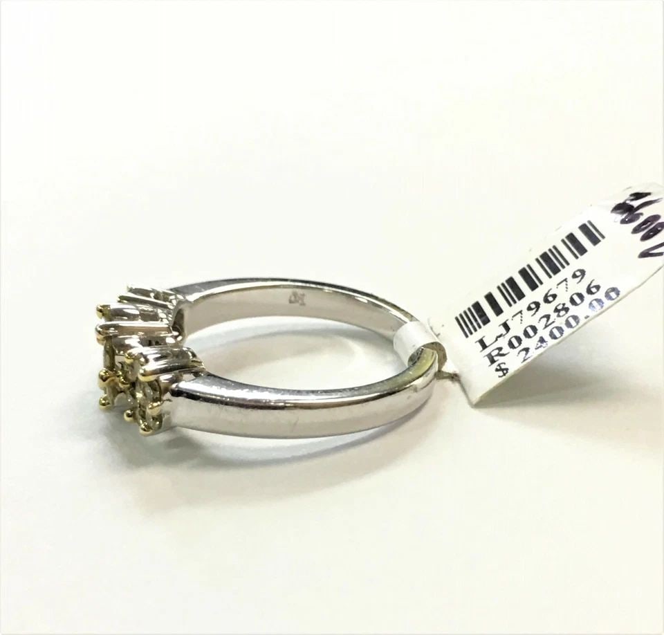 NEW 14K WHITE GOLD RING WITH 0.75CTW YELLOW DIAMONDS (SIZE 6.5) 4.8 GRAM (1 of 2)