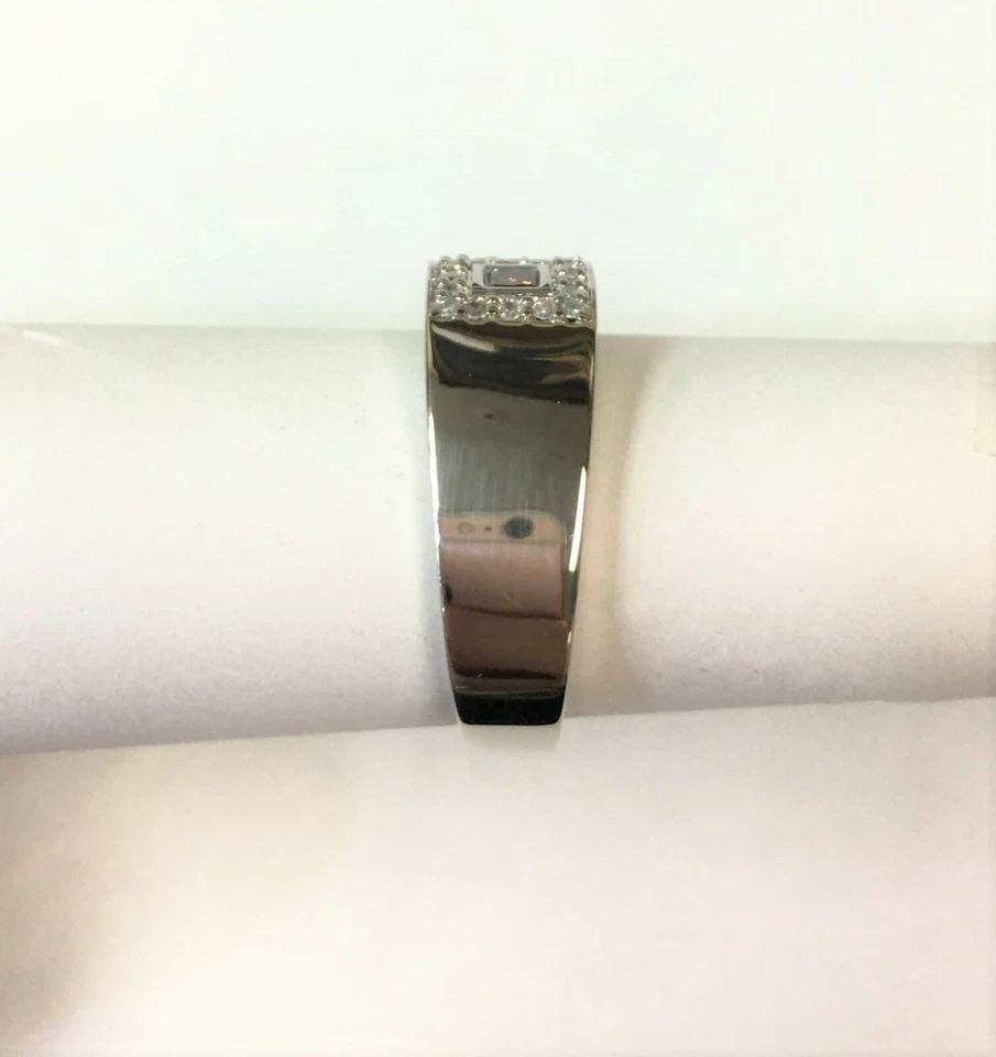 10K WHITE GOLD RING, ORANGE AND WHITE DIAMONDS 0.66CTW (SIZE 6) 4.4 GRAM (1 of 2)