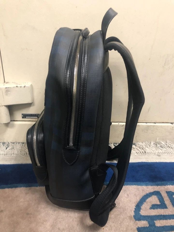 BURBERRY MARDEN BACKPACK LONDON CHECK COATED CANVAS WITH LEATHER (1 of 2)