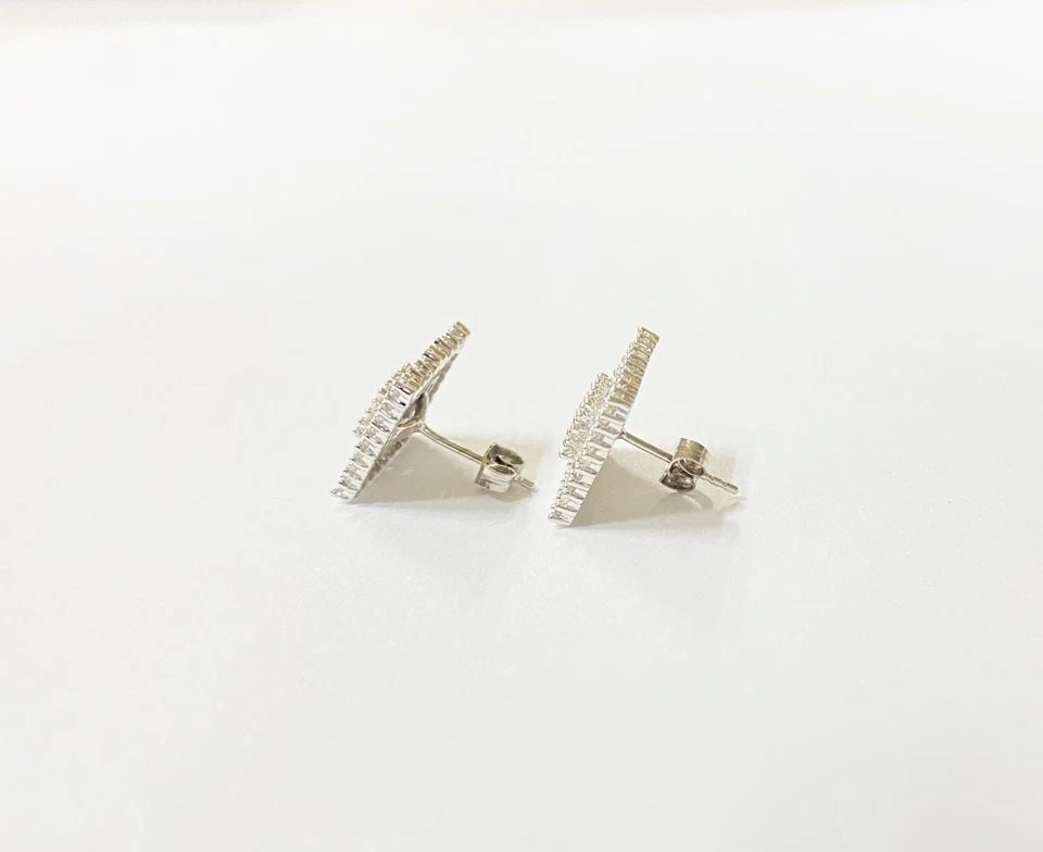 10K WHITE GOLD SQUARE EARRINGS WITH 1.0CTW NATURAL DIAMONDS 4.2 GRAMS (1 of 2)