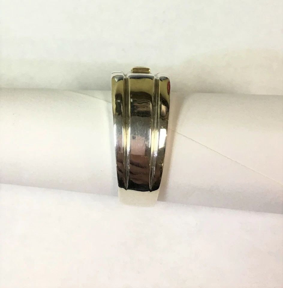 PETER LAM, STERLING SILVER RING, 18K GOLD WITH 0.04CT DIAMOND ( SIZE: 10 ) 16.2G (1 of 2)