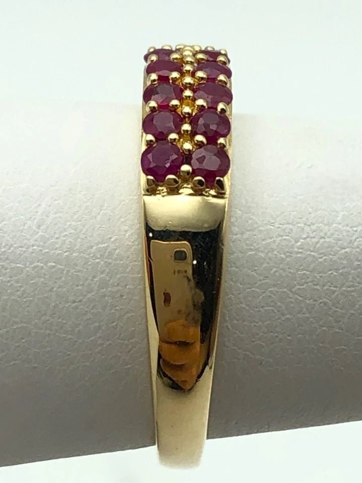 14K GOLD BAND WITH 1CTW NATURAL RUBIES AND 0.15CTW DIAMONDS (SIZE 7) 3.5 GRAM (1 of 2)