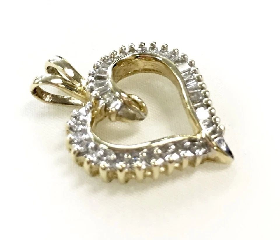 14K YELLOW GOLD HEART PENDANT WITH 0.50CTW NATURAL DIAMONDS ( 3.2 GRAMS ) (1 of 2)