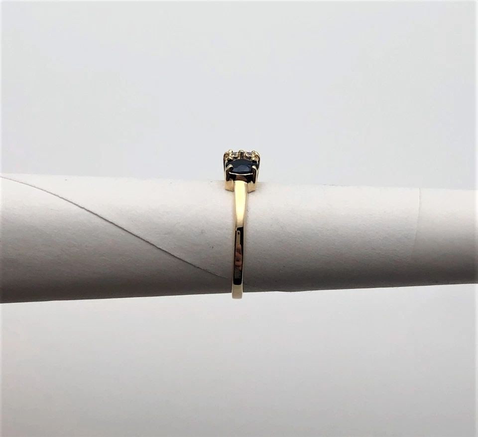 14K GOLD RING WITH NATURAL SAPPHIRES AND DIAMONDS (SIZE 6.5) 2.9 GRAM (1 of 2)