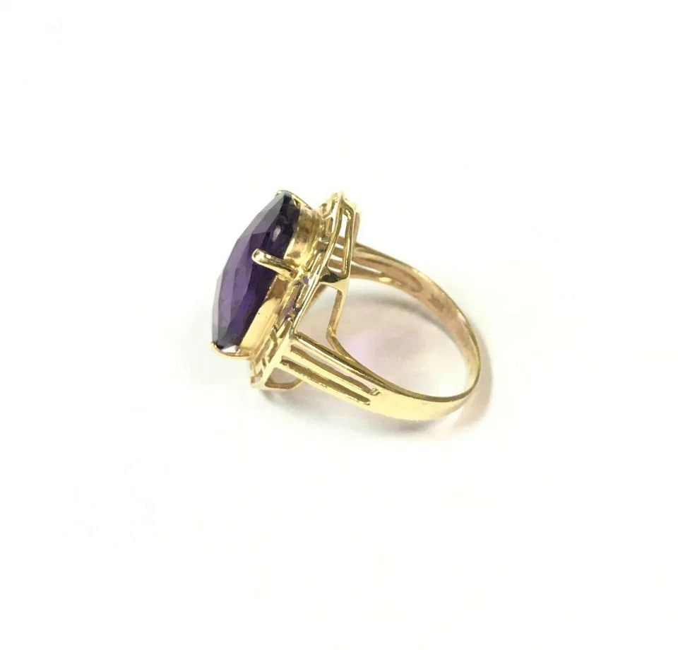 14K YELLOW GOLD RING WITH 8.75CT AMETHYST (SIZE: 6) 4.1 GRAMS (1 of 2)