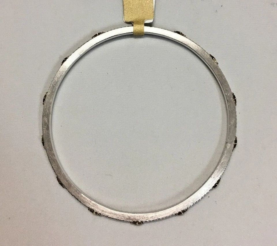 GABRIEL & CO BANGLE 925 SILVER & 18K GOLD WITH 14 DIAMONDS (6 INCH) 15.6 GRAMS (1 of 2)