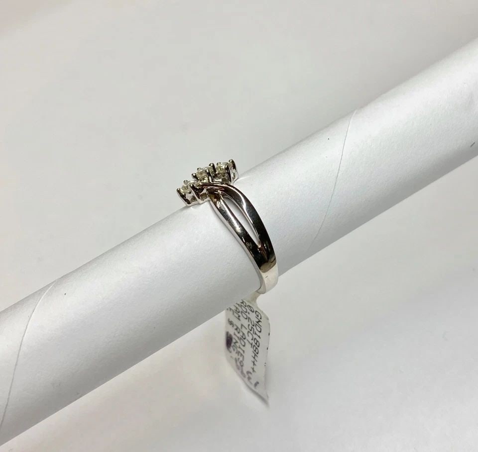 NEW 14K WHITE GOLD RING INFINITY STYLE 0.25CTW DIAMONDS (SIZE 6.75) 2.9 GRAM (1 of 2)