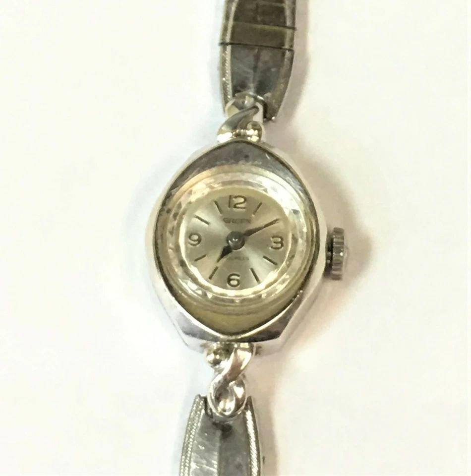 WOMAN'S VINTAGE GRUEN 14K WHITE GOLD CASE 17 JEWELS SWISS WATCH (1 of 2)