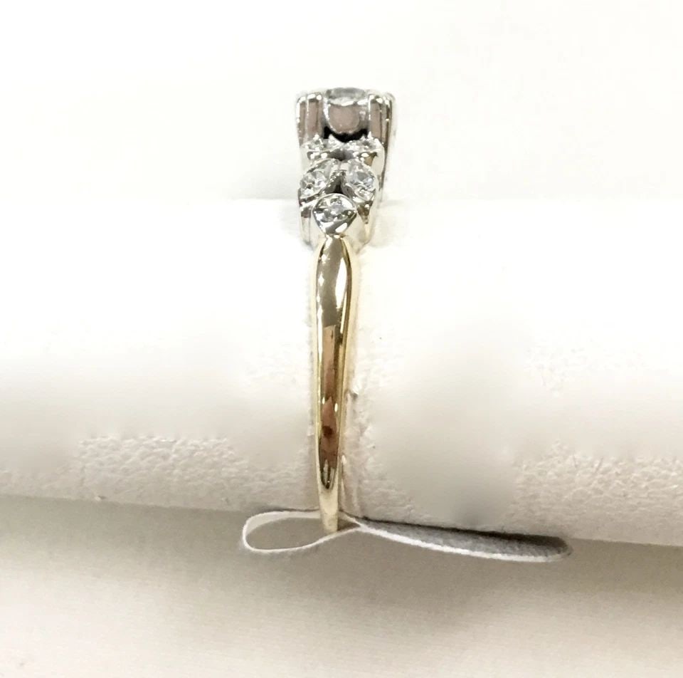 ANTIQUE 2-TONE 14K WHITE/YELLOW GOLD RING, DIAMONDS (SIZE 6.25) 2.4 GRAM (1 of 2)