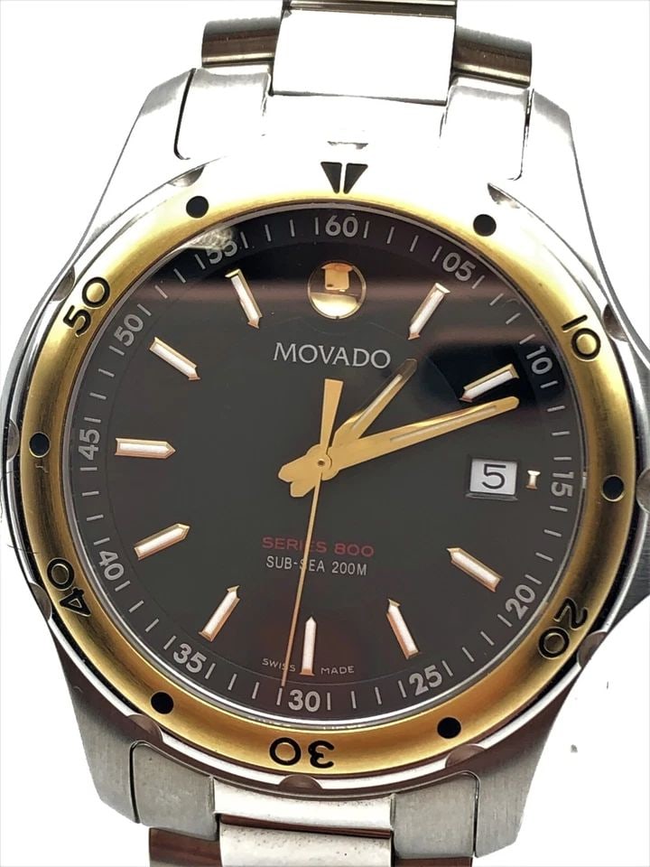 MOVADO SERIES 800 SUB SEA 14-1-20-1090 DATE WATCH WITH BLACK DIAL AND BOX (1 of 2)