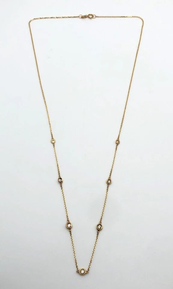 ROSS SIMONS 14K GOLD 0.33CTW BEZEL-SET DIAMOND STATION NECKLACE (20") 2.2 GRAM (1 of 2)