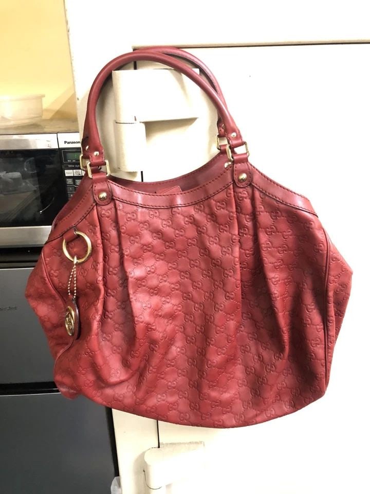 GUCCI SUKEY GUCCISSIMA LEATHER MEDIUM TOTE BAG RED (1 of 2)