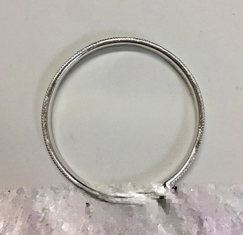 GABRIEL & CO 925 SILVER BANGLE BRACELET, 18K GOLD ACCENTS (27.7 GRAMS) (1 of 2)