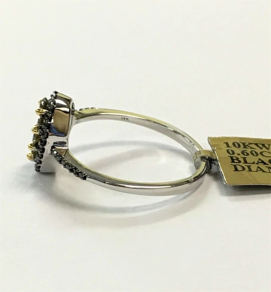 NEW 10K WHITE GOLD RING WITH 0.60CTW YELLOW & BLACK DIAMONDS (SIZE 6.5) 2.2 GRAM: WOMEN'S 10K WHITE GOLD RING WITH YELLOW AND BLACK DIAMONDS (SIZE: 6.5) 10k White Gold Ring with Yellow and Black Diamonds You are bidding on a 10k White Gold Ring with Yellow and Black Diamonds. The r