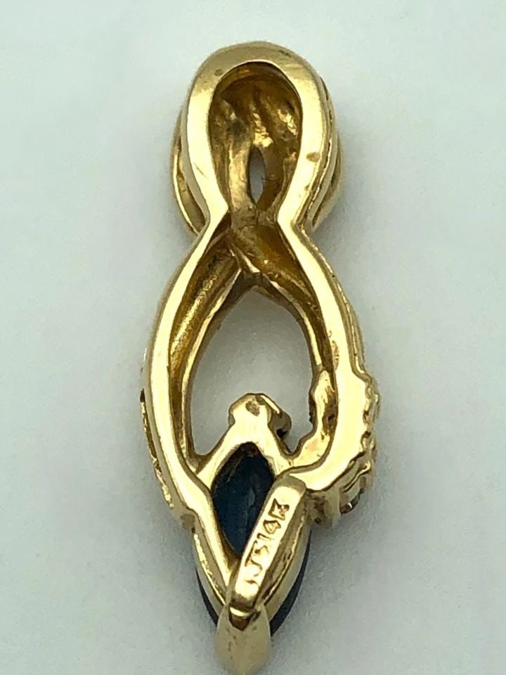 14K GOLD INFINITY PENDANT WITH 0.50CT NATURAL SAPPHIRE, DIAMONDS ( 2.1 GRAMS ) (1 of 2)