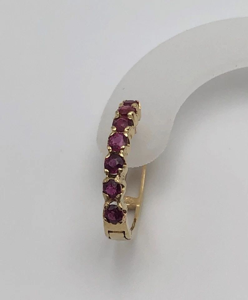 14K GOLD HOOP EARRINGS WITH 1.0CTW NATURAL RUBIES 2.2 GRAMS (1 of 2)